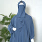 Mulaabis Dusty Blue Butterfly Abaya with Matching Niqab & Hijab Set