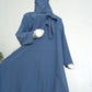 Mulaabis Dusty Blue Butterfly Abaya with Matching Niqab & Hijab Set