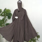 Mulaabis Taupe Brown Butterfly Abaya with Matching Hijab Set