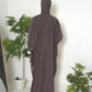 Mulaabis Taupe Brown Butterfly Abaya with Matching Hijab Set