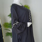 Navy Blue Maxi Abaya | Geometric Black & White Detail | Daily Wear