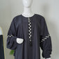 Navy Blue Maxi Abaya | Geometric Black & White Detail | Daily Wear