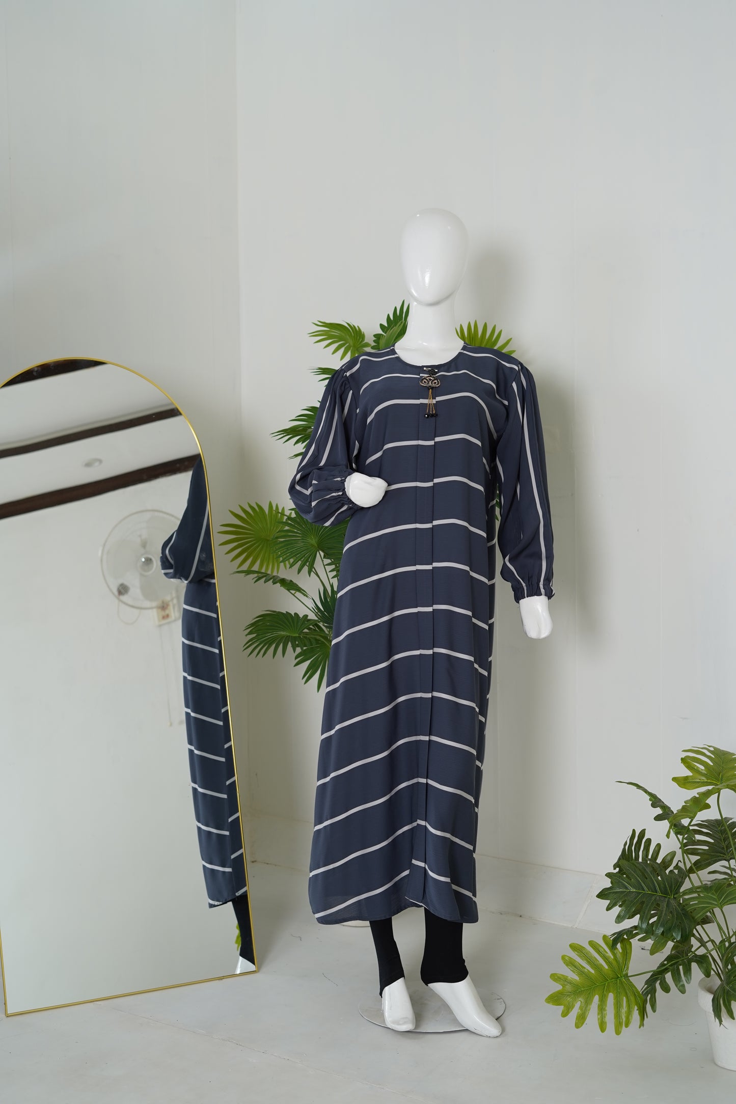 Slate Purple Striped Zoom Abaya