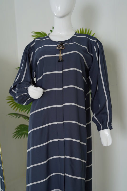 Slate Purple Striped Zoom Abaya