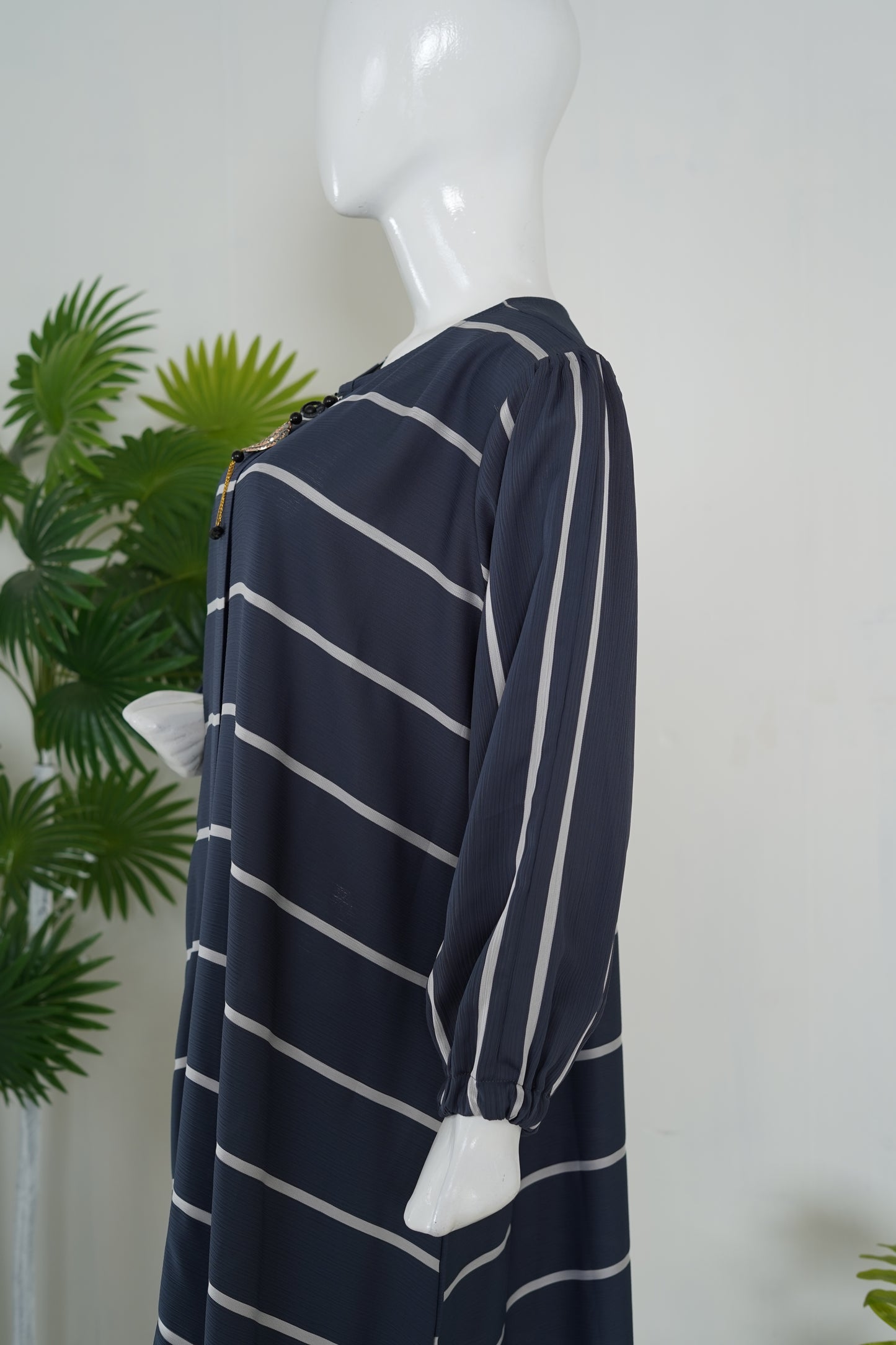 Slate Purple Striped Zoom Abaya