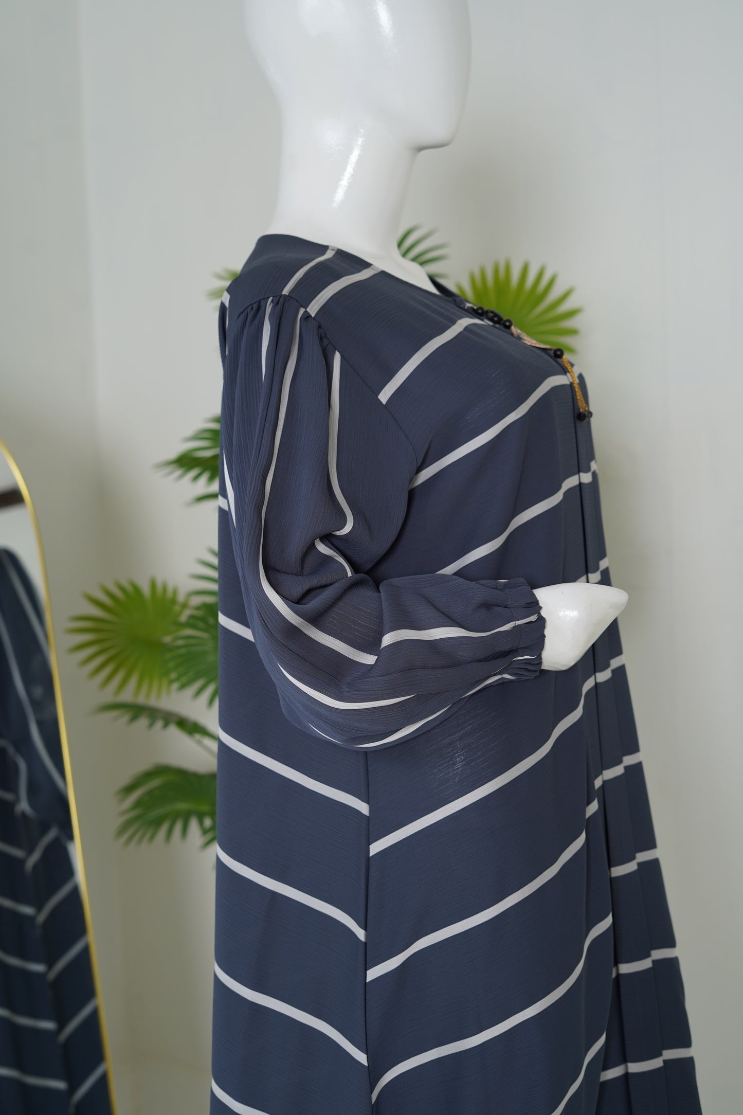 Slate Purple Striped Zoom Abaya