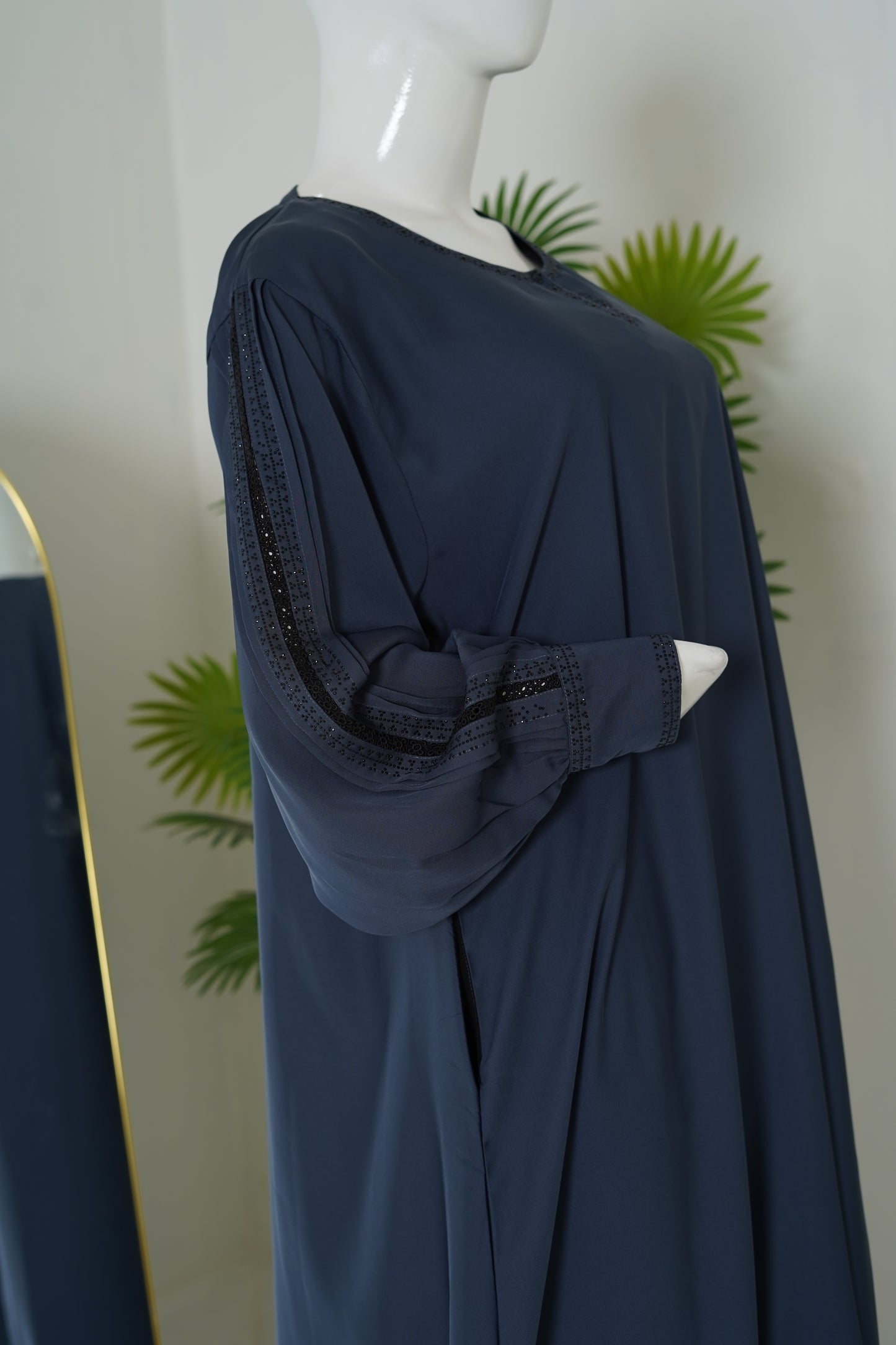 Navy Nida Embellished Abaya