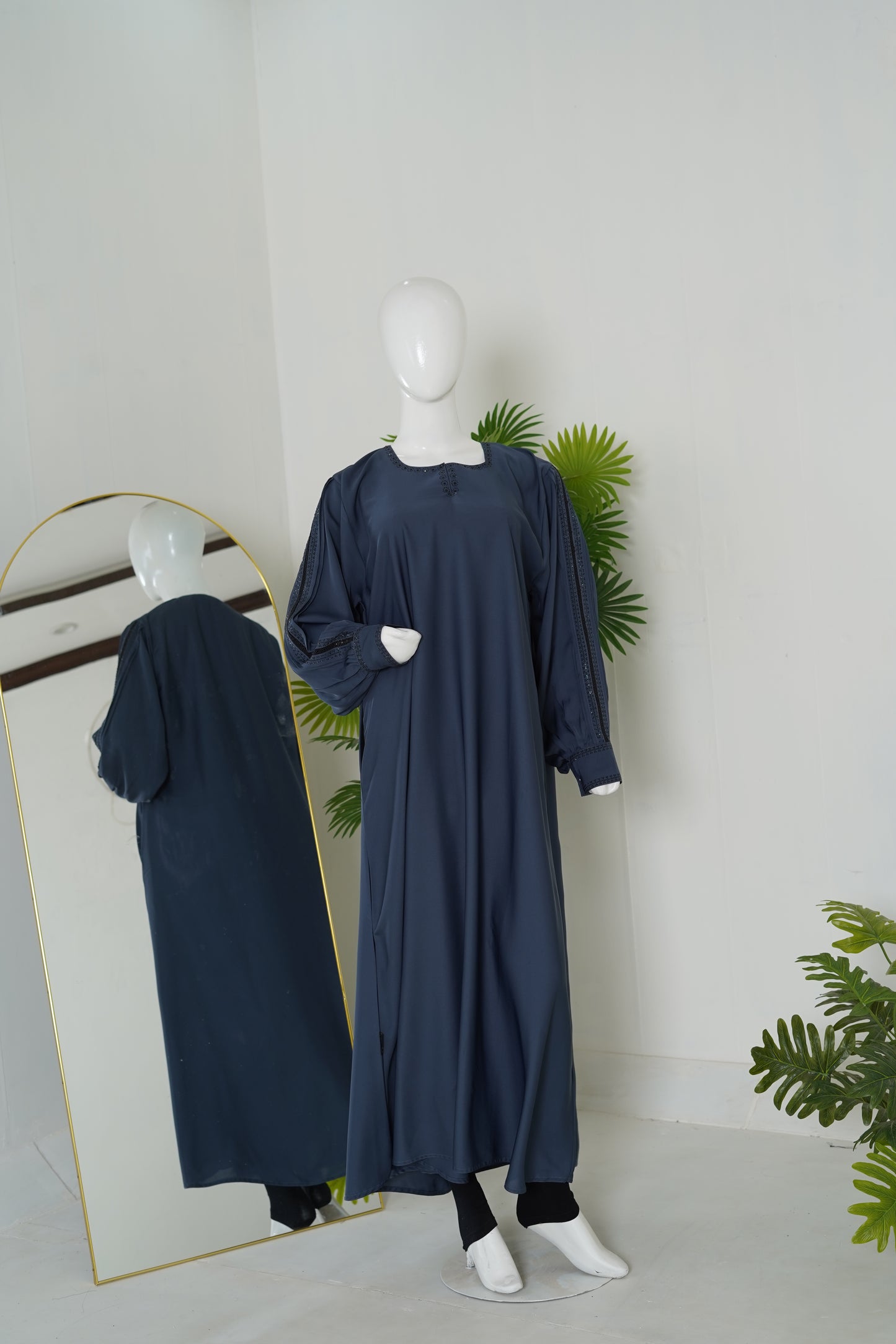 Navy Nida Embellished Abaya
