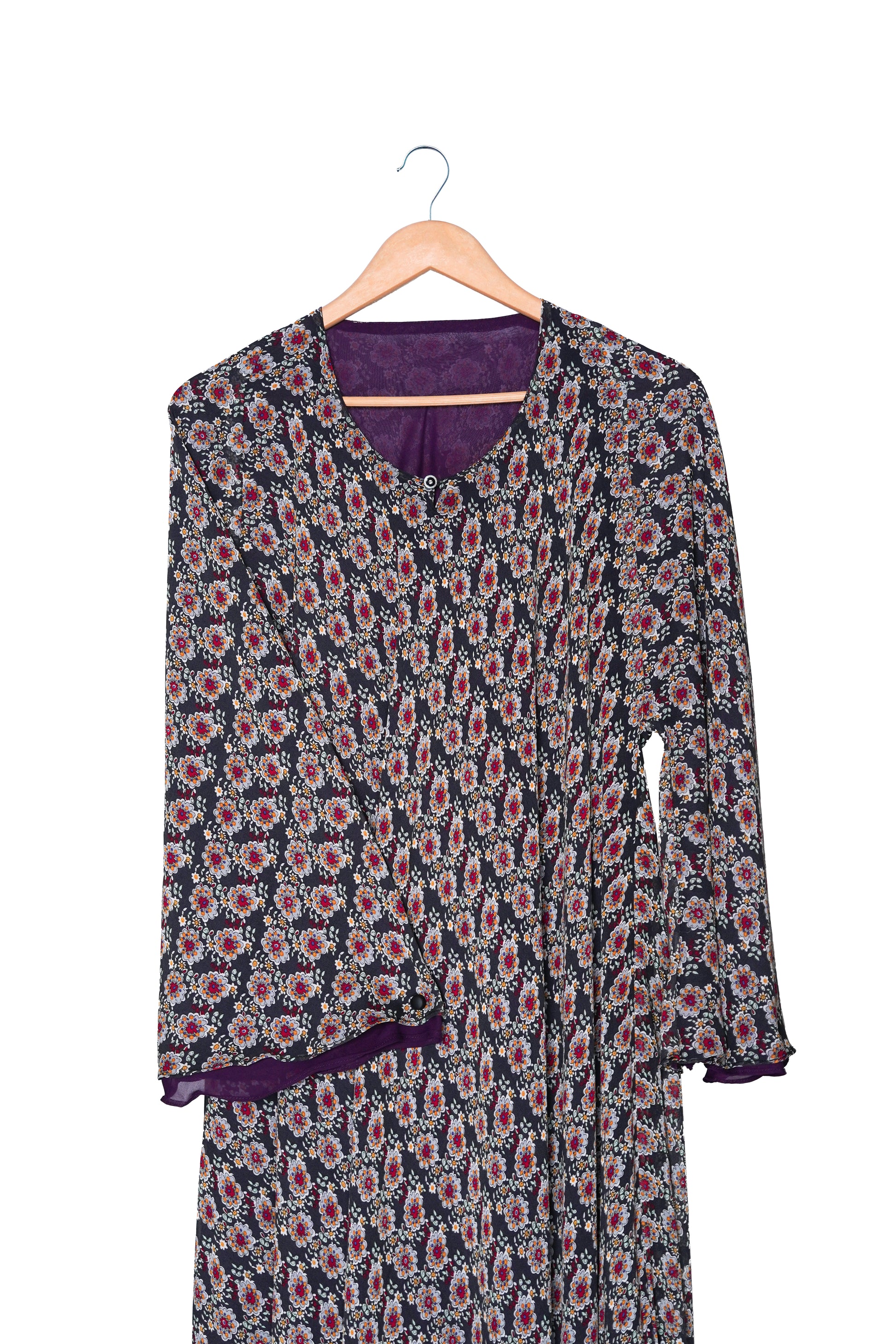 Dark Floral Print Maxi Dress-1