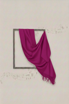 Purple scarf draped over a decorative frame on a light background