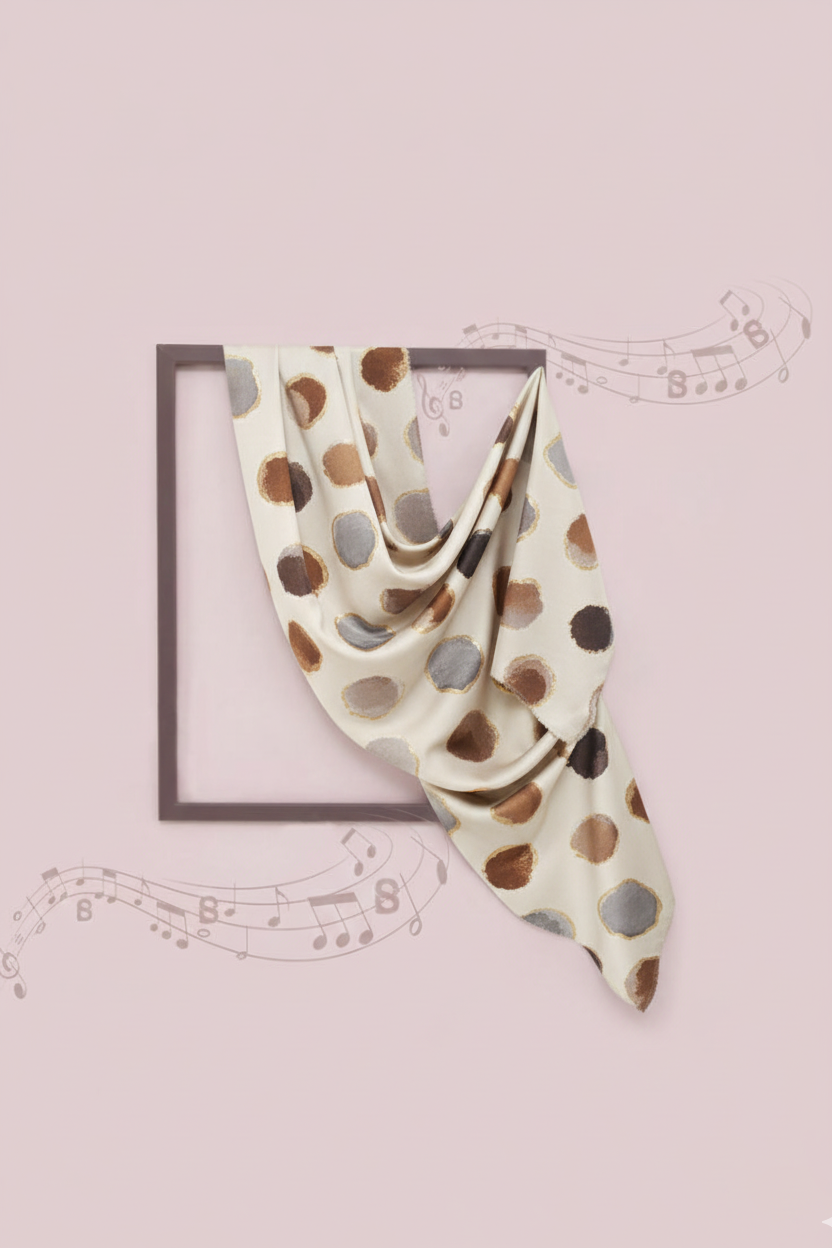 Polka dot scarf on a pink background