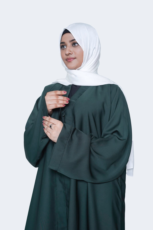 Elegant Forest Green Open Abaya-1