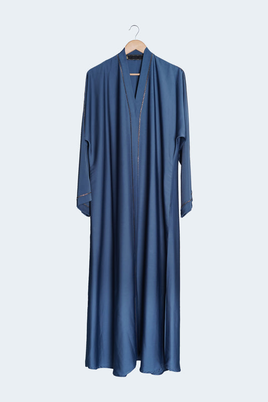Elegant Slate Blue Open Abaya