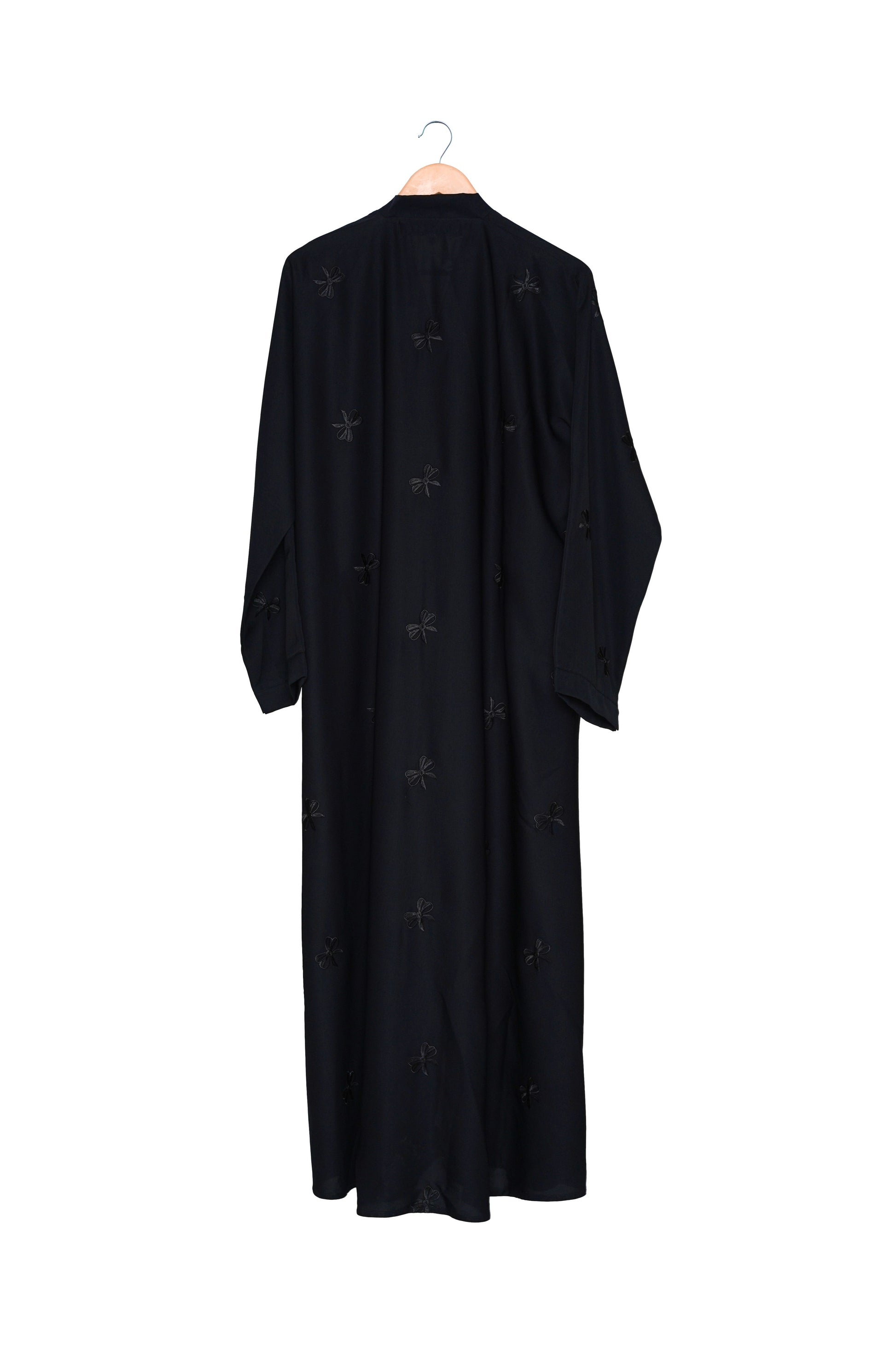 Embroidered Black Butterfly Abaya