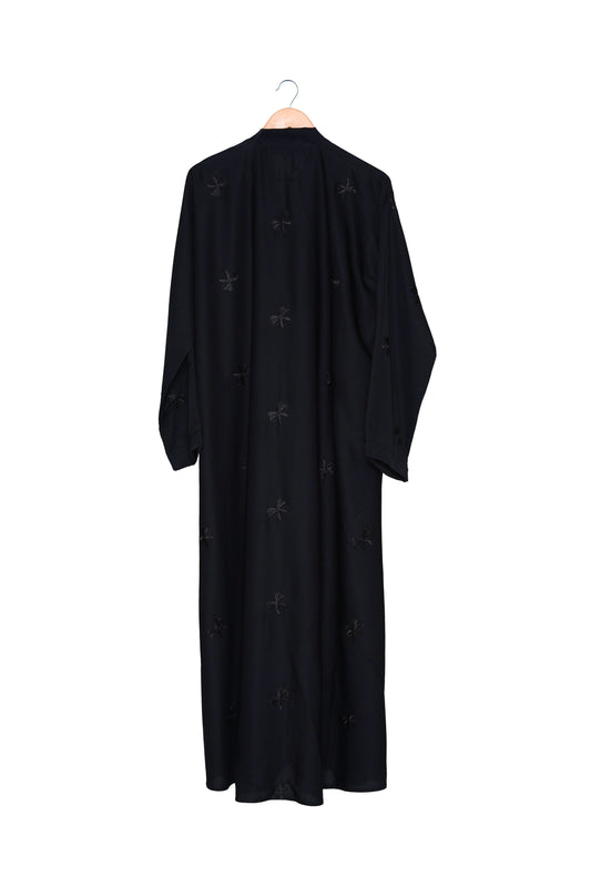 Embroidered Black Butterfly Abaya