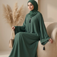 Forest Green Flowy Abaya with Tassel Details | Daily Wear Maxi Dress