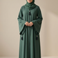 Forest Green Flowy Abaya with Tassel Details | Daily Wear Maxi Dress
