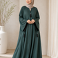 Forest Green Flowy Abaya with Tassel Details | Daily Wear Maxi Dress
