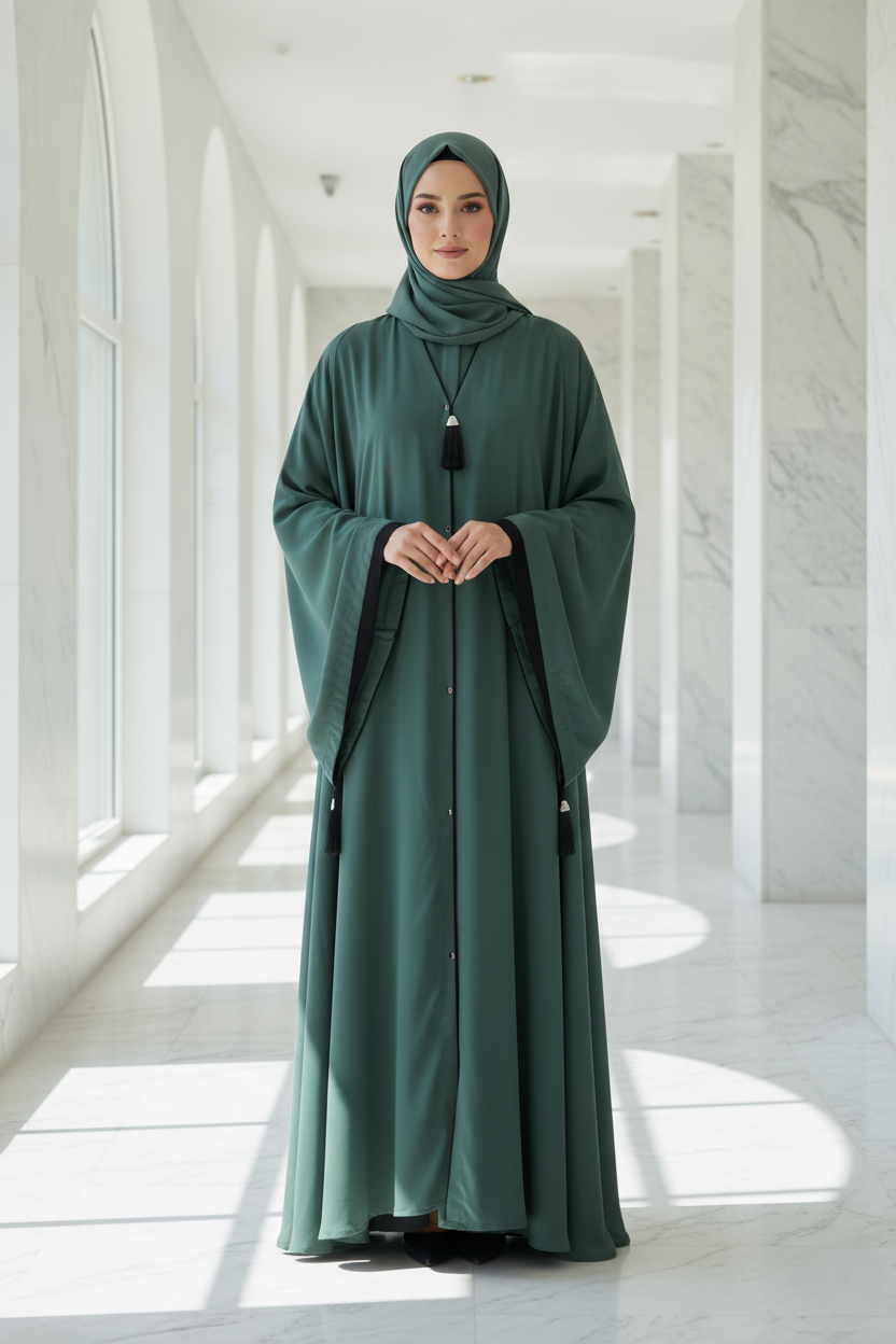 Forest_Green_Flowy_Abaya_with_Tassel_Details_Daily_Wear_Maxi_Dress