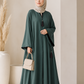 Forest Green Flowy Abaya with Tassel Details | Daily Wear Maxi Dress