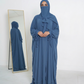 Mulaabis Dusty Blue Butterfly Abaya with Matching Niqab & Hijab Set