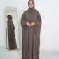 Mulaabis Taupe Brown Butterfly Abaya with Matching Hijab Set