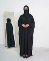 Mulaabis Classic Black Butterfly Abaya with Matching Niqab & Hijab Set