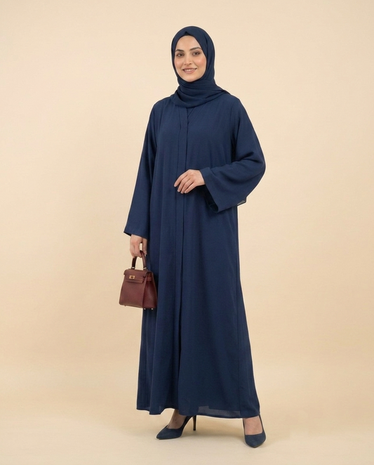 Navy Plain Open Abaya | Essential Drape Kimono Cardigan | Modest Solid Colour Cover-Up