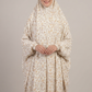 Premium Ivory Floral Print Namaz Chaddar – Full Coverage  Modest Prayer Dress for Women