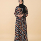 Flowy Multicolor Wave Printed Nida Georgette Abaya for Modest Style