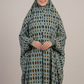 Premium Sage Green Geometric Print Namaz Chaddar – Full Coverage Prayer Dress for Women