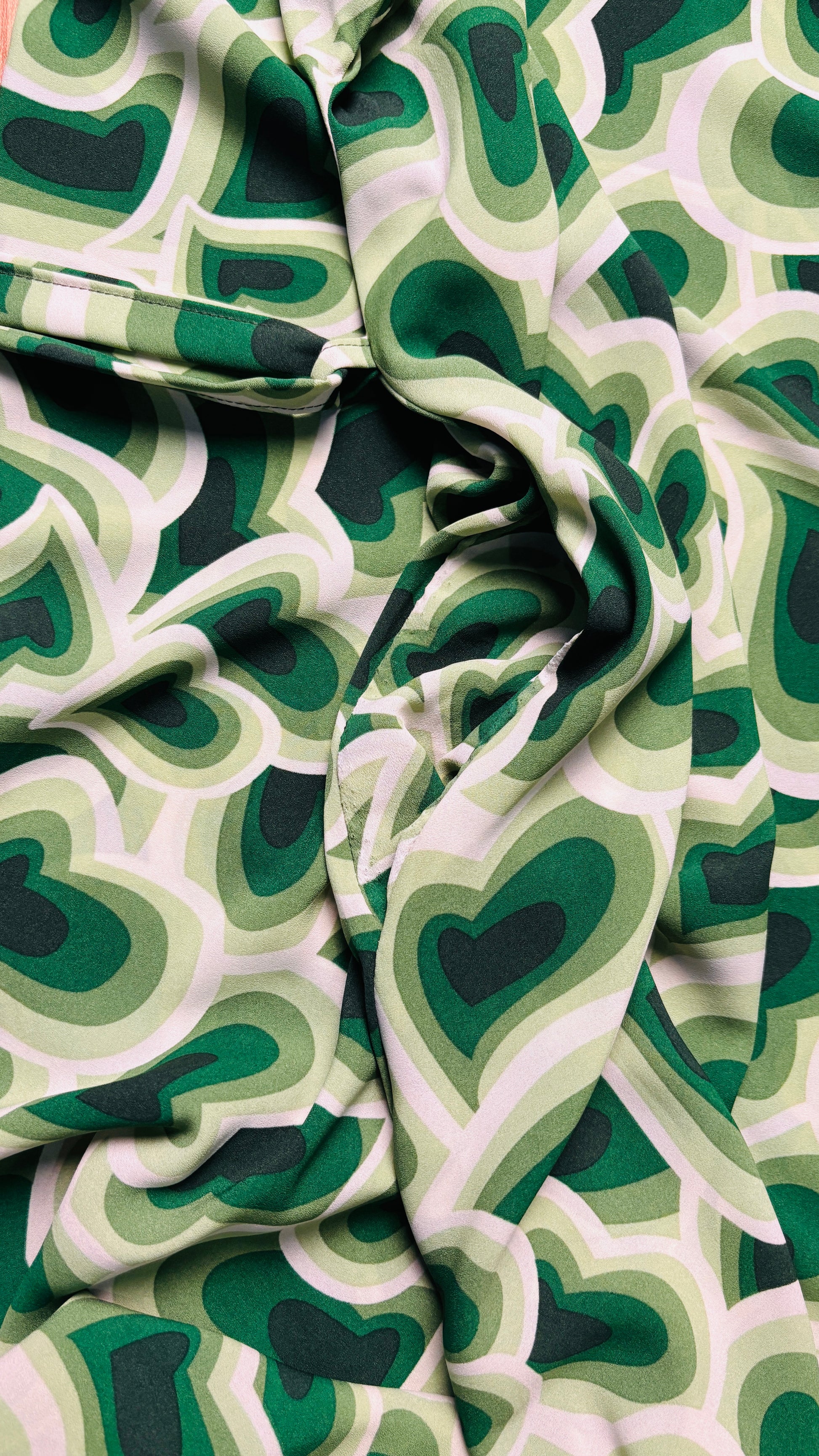 Green Hearts Printed Abaya with Pocket & Adjustable Belt