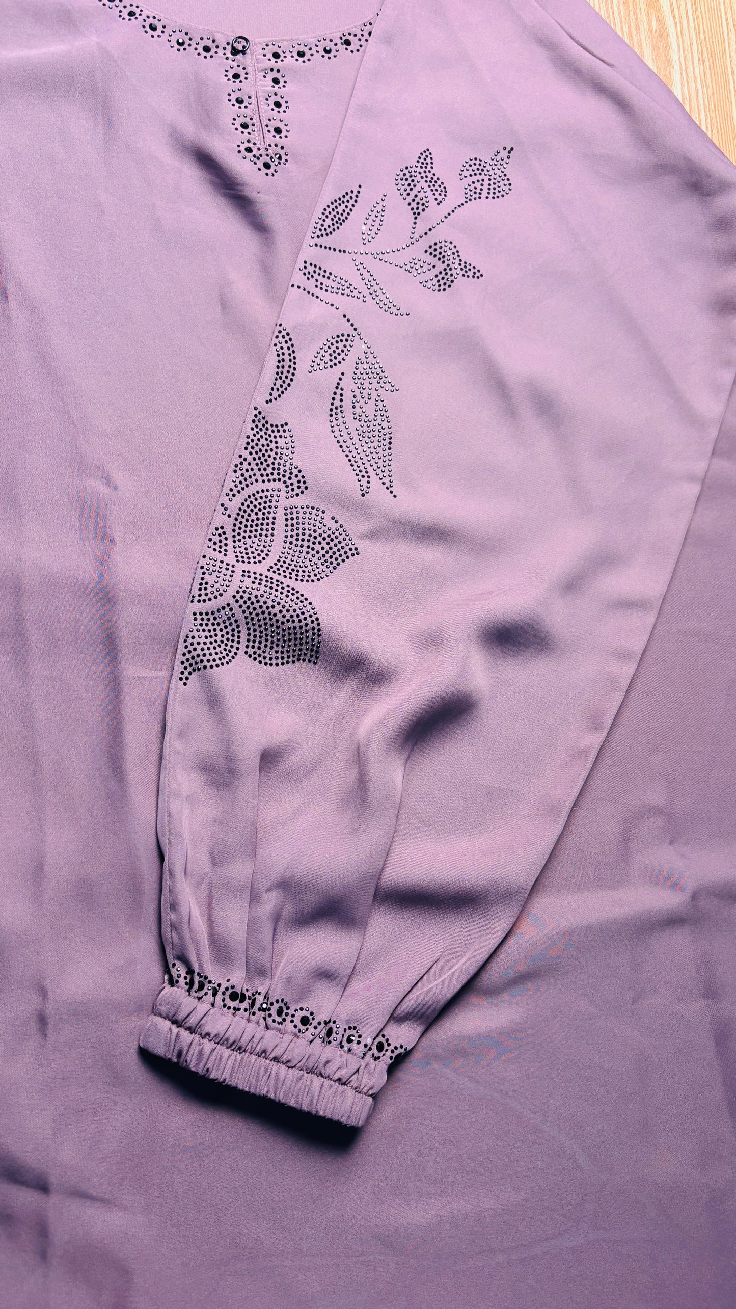 Luxury Dusty Rose Maxi Abaya | Floral Embroidery & Beading - Festive Wear