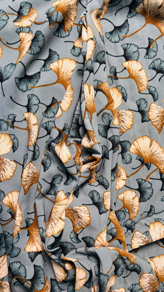 Ocean Blue Floral Printed Abaya with Pockets & Detachable Belt