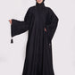 Jet Black Embroidered Nida Abaya