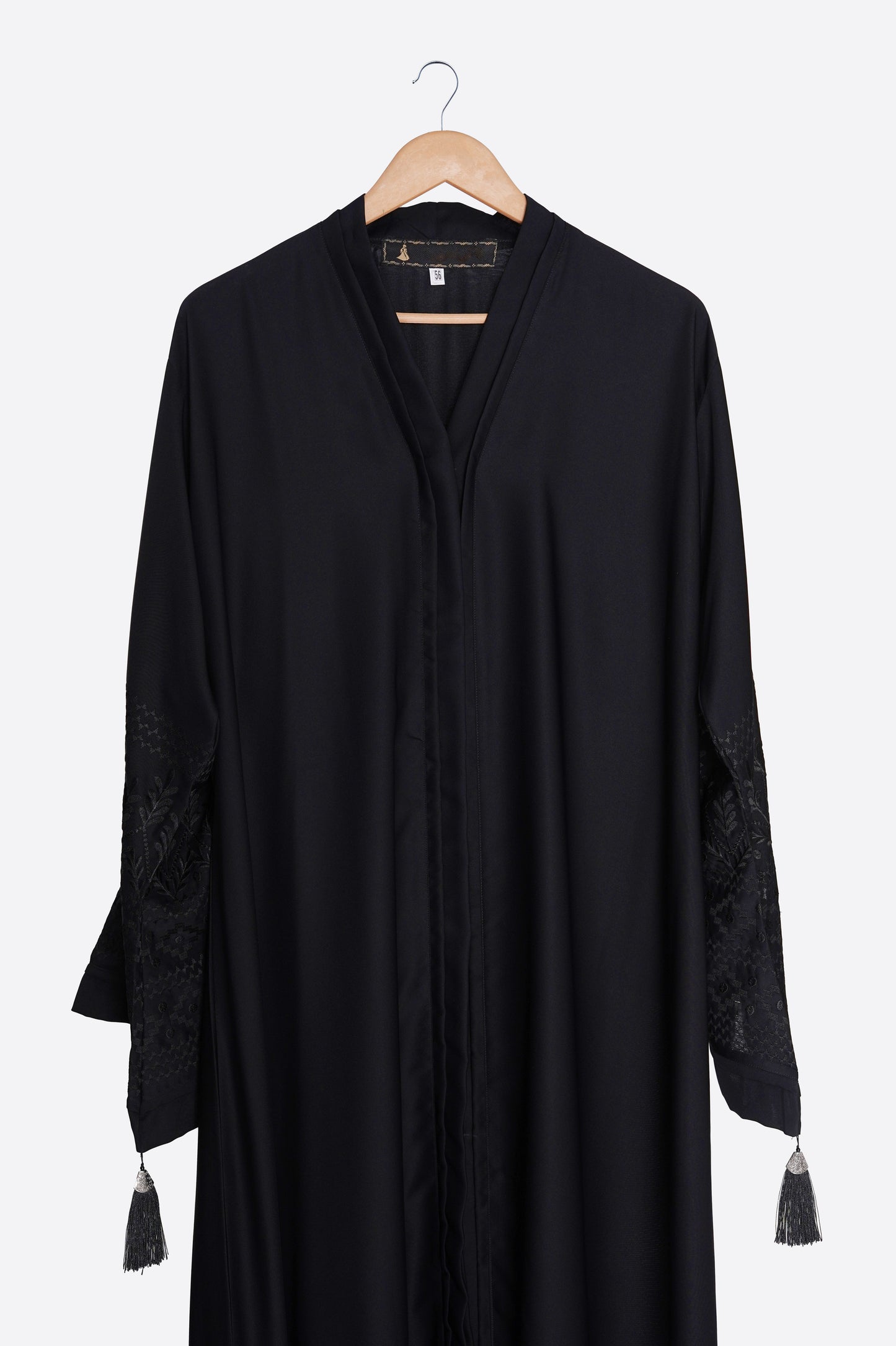 Jet Black Embroidered Nida Abaya
