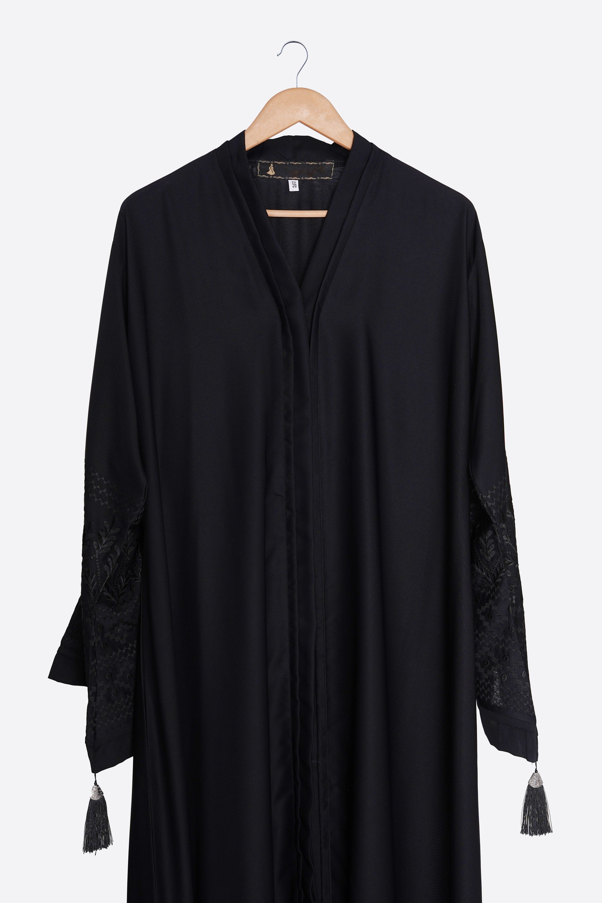 Jet Black Embroidered Nida Abaya