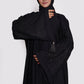 Jet Black Embroidered Nida Abaya