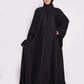 Jet Black Embroidered Nida Abaya