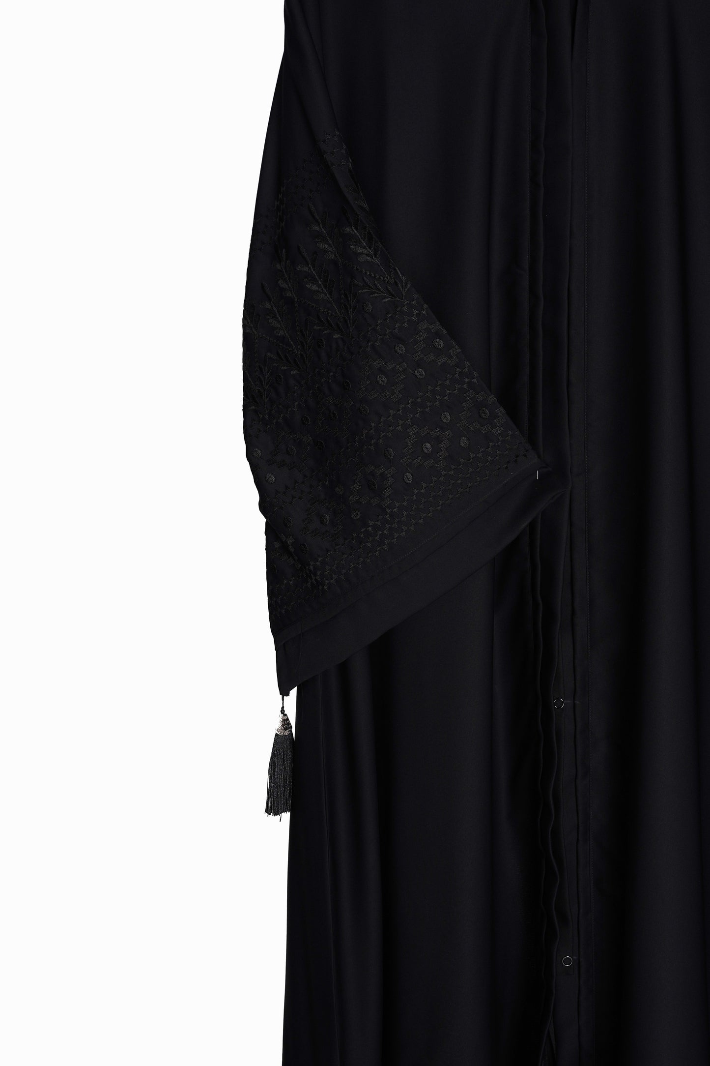 Jet Black Embroidered Nida Abaya