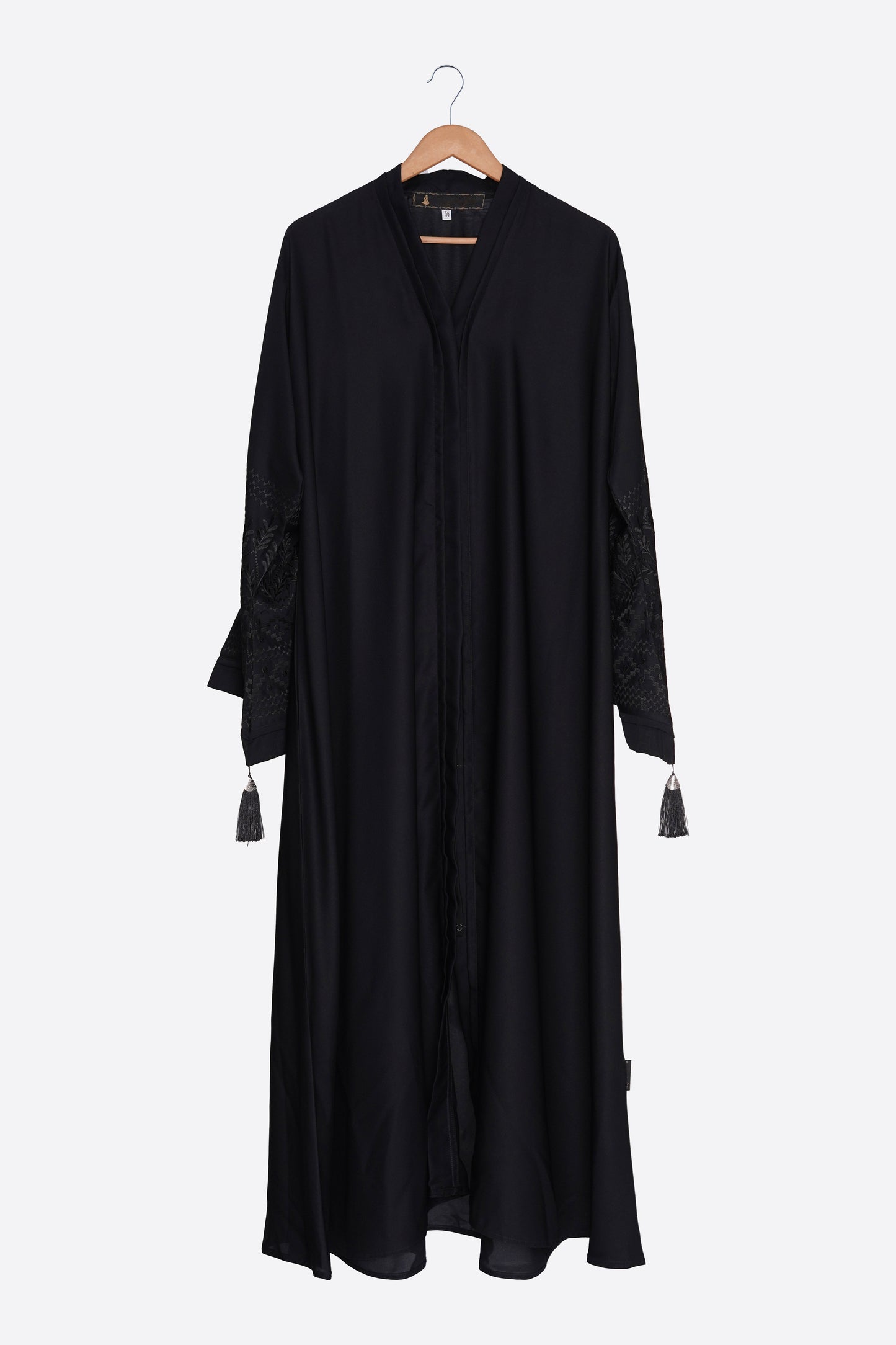 Jet Black Embroidered Nida Abaya