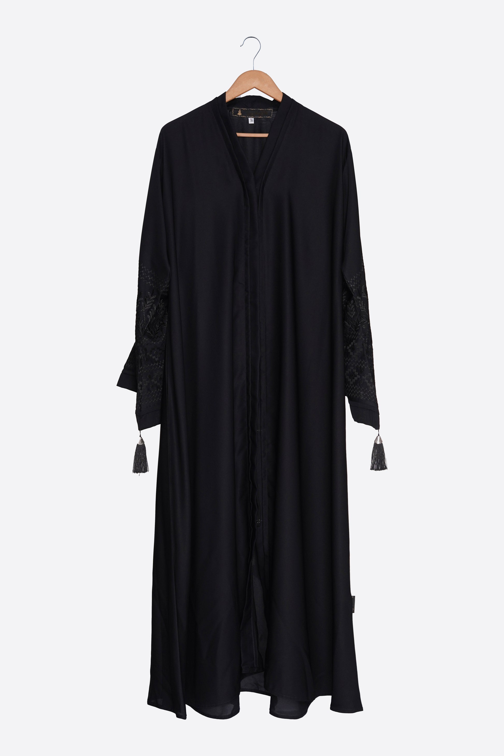 Jet Black Embroidered Nida Abaya