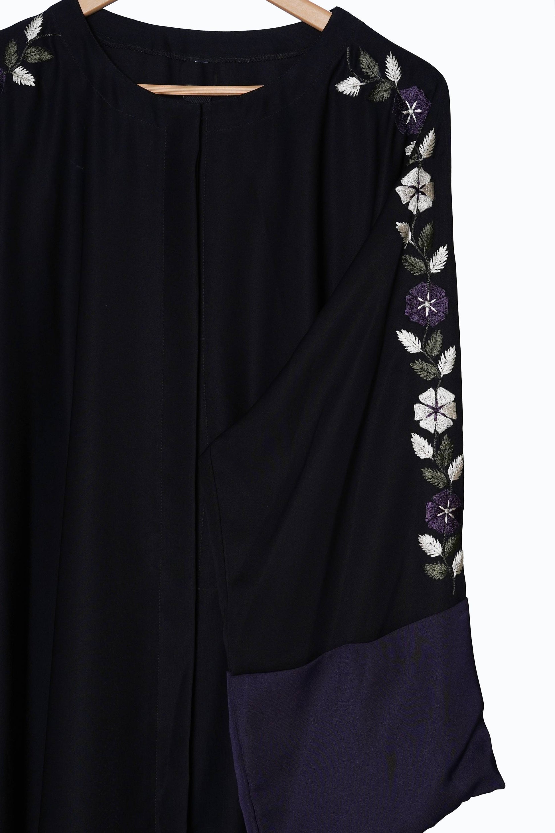 Luxury Black & Floral Embroidered Abaya 