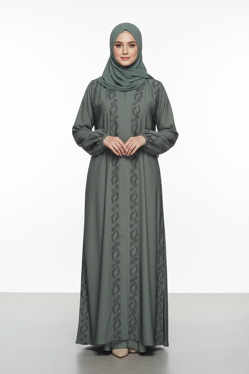 Luxury_Sage_Green_Abaya_V-Neck_Design_with_Front_Embellishment_Formal