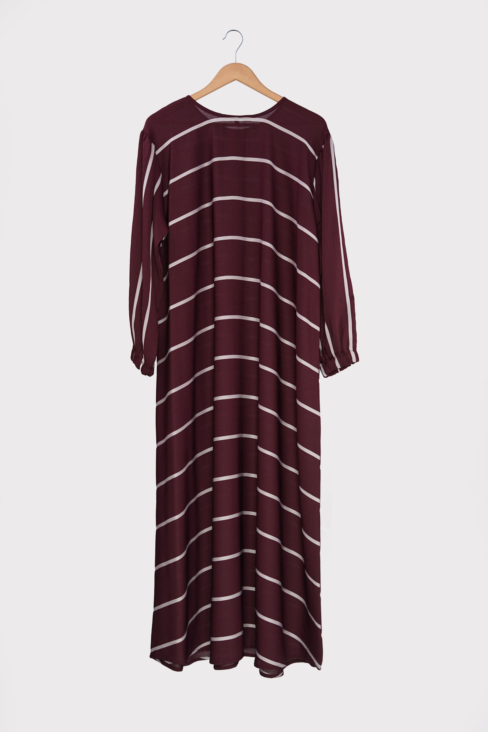 Maroon Striped Zoom Abaya