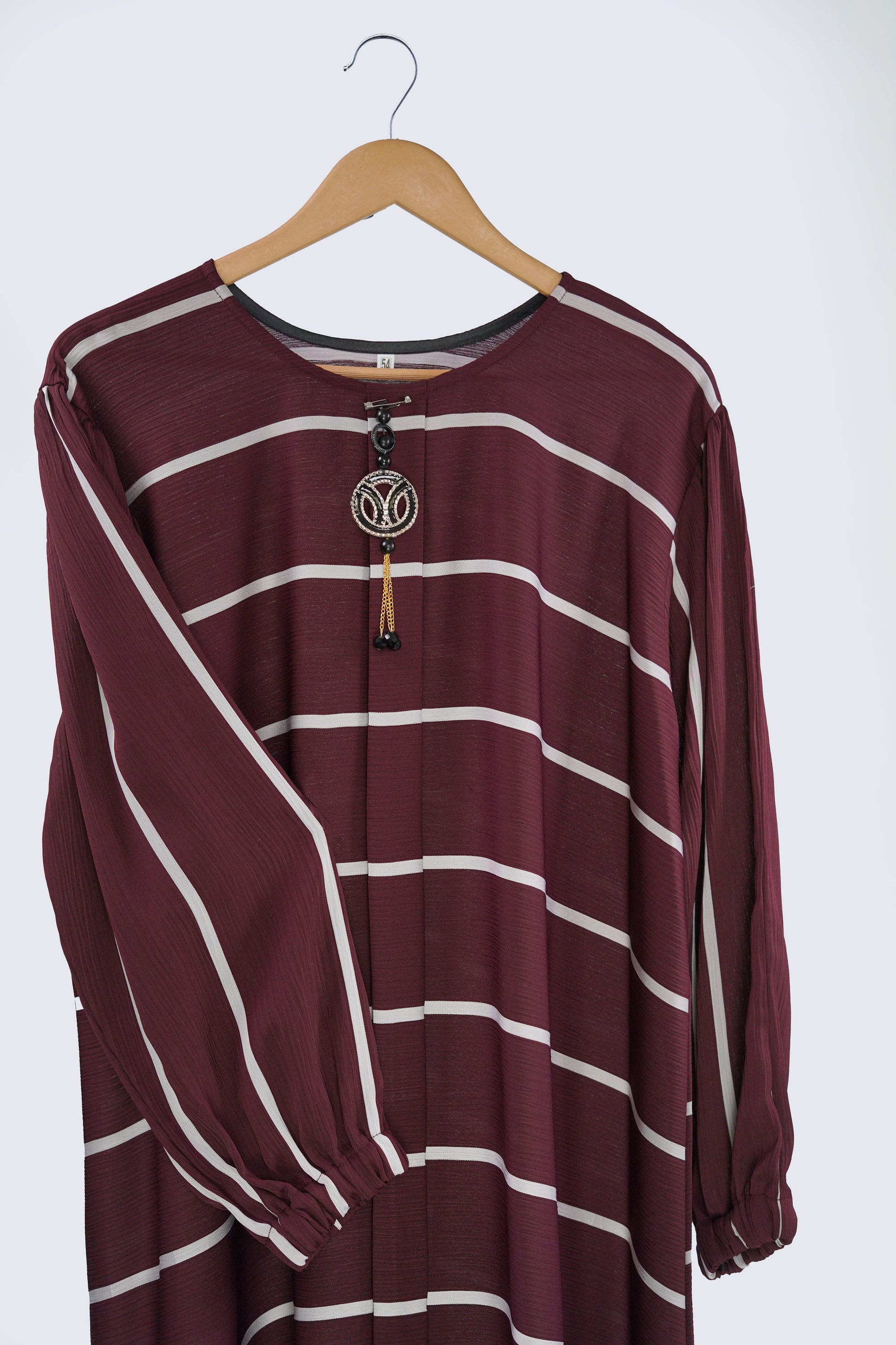 Maroon Striped Zoom Abaya