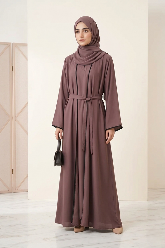 Mocha Brown Luxury Nida Abaya – Soft, Flowy & Modest