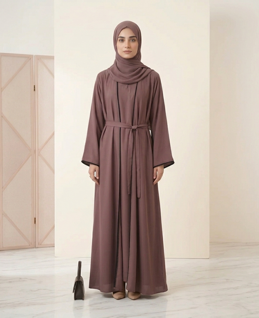 Mocha Brown Luxury Nida Abaya – Soft, Flowy & Modest