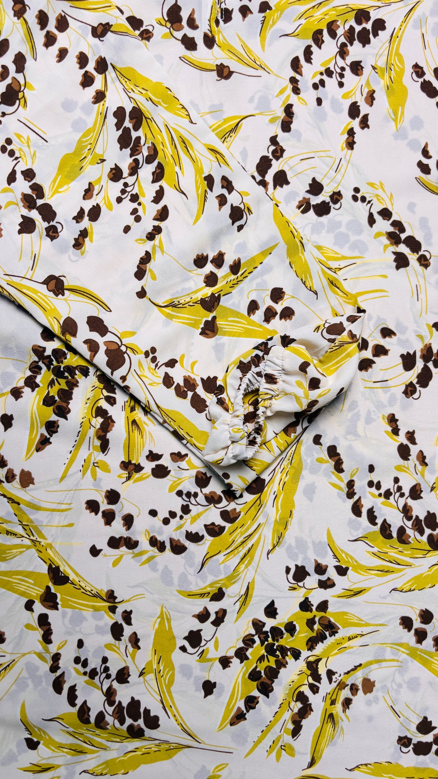 Mulaabis Vibrant Yellow Floral Printed Abaya with Pocket & Belt