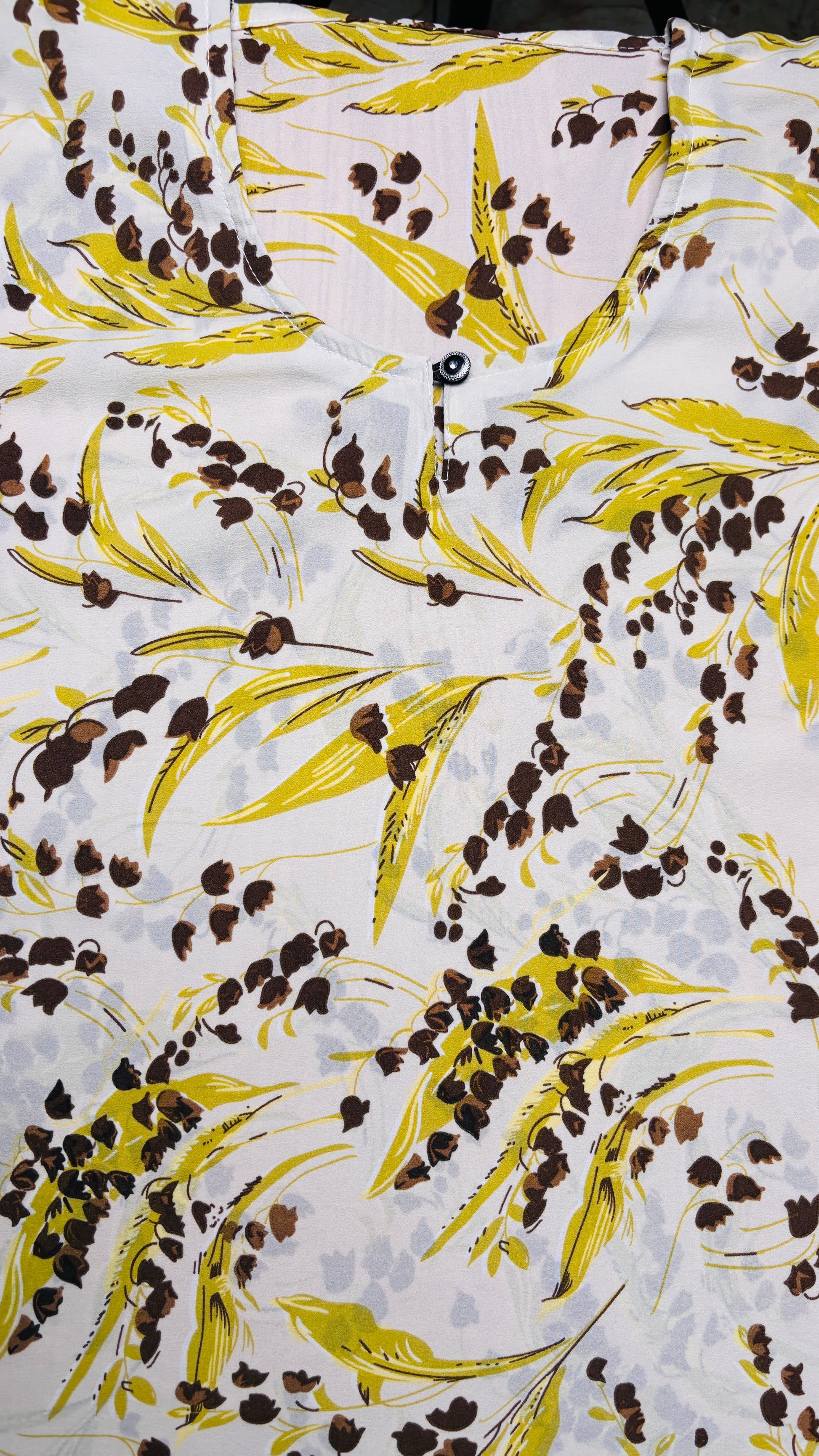 Mulaabis Vibrant Yellow Floral Printed Abaya with Pocket & Belt